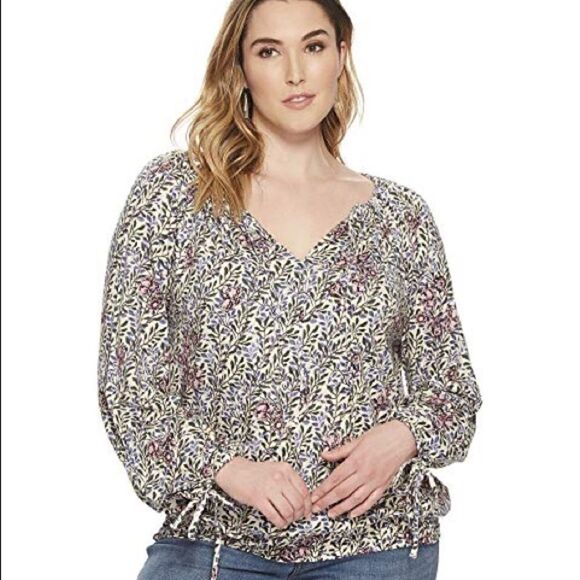 Lucky Brand Spring  Floral Print Peasant Top - Picture 1 of 6